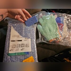 Pumice stones and exfoliating mits